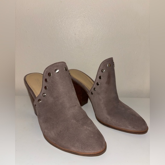 Michael Kors Taupe Suede Mules with Silver Studs - Picture 1 of 13